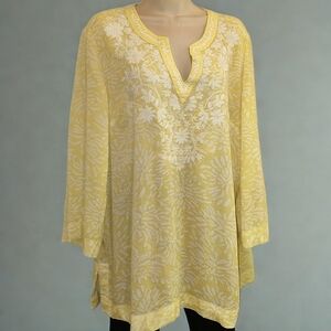Charter Club Yellow and White Floral Tunic